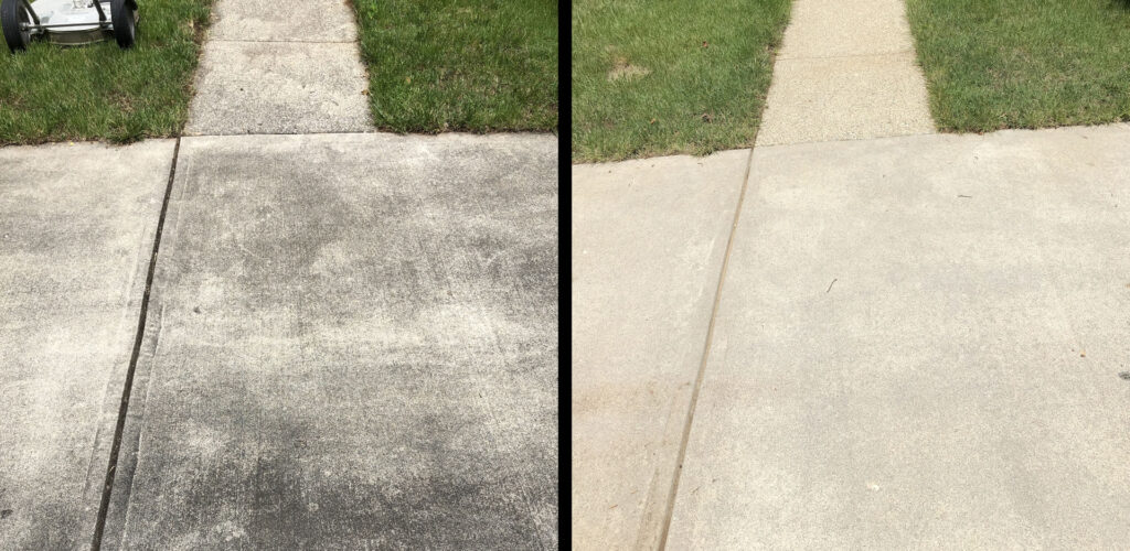 Befor and After Sidewalk Powerwashing