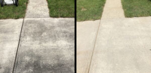 Befor and After Sidewalk Powerwashing